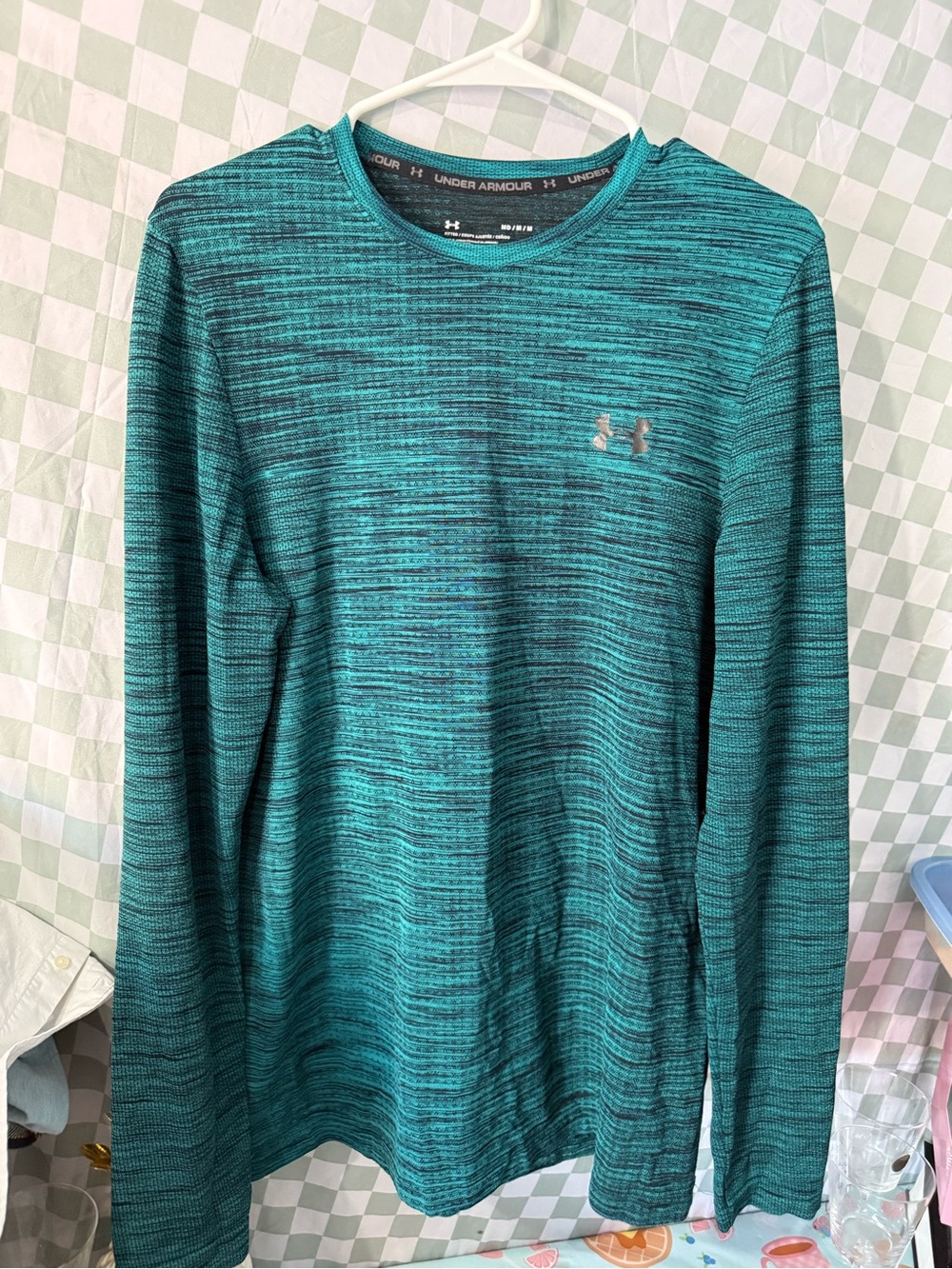 Under Armour Men's Teal Space-Dye Long Sleeve Performance Top